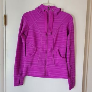 Athleta Women's Striped Strength Zip Up Hoodie size XXS in Jazzy Purple